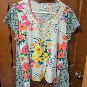 Women's mixed media top -- Petite Large